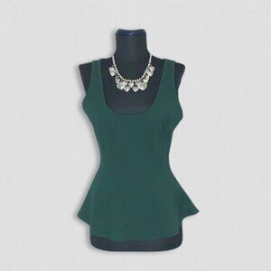 Windsor Emerald Green Peplum Hem Top Medium Y2K